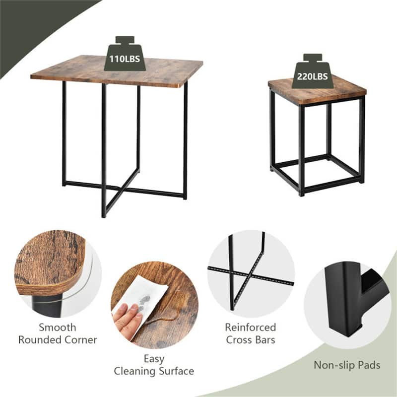 Metal Frame Dining Set with Compact Dining Table and 4 Stools 5 Pieces