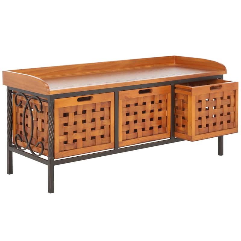 SAFAVIEH Toshie Honey Oak Storage Bench - 42.5" x 15.5" x 20" - 43Wx16Dx20H
