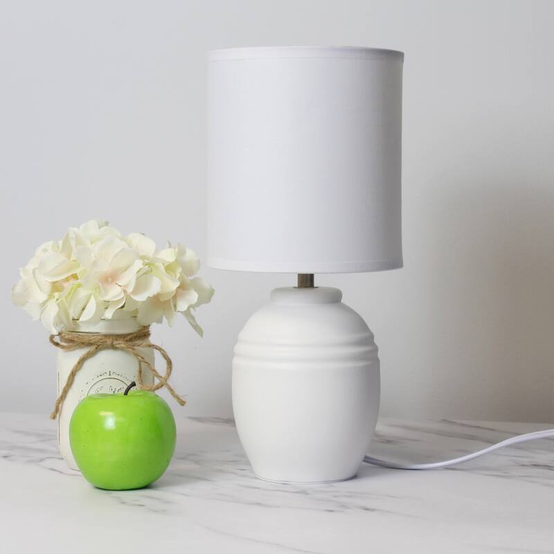 Mini Classic Jar Ceramic Table Lamp with Drum Shade - 19.5" - White