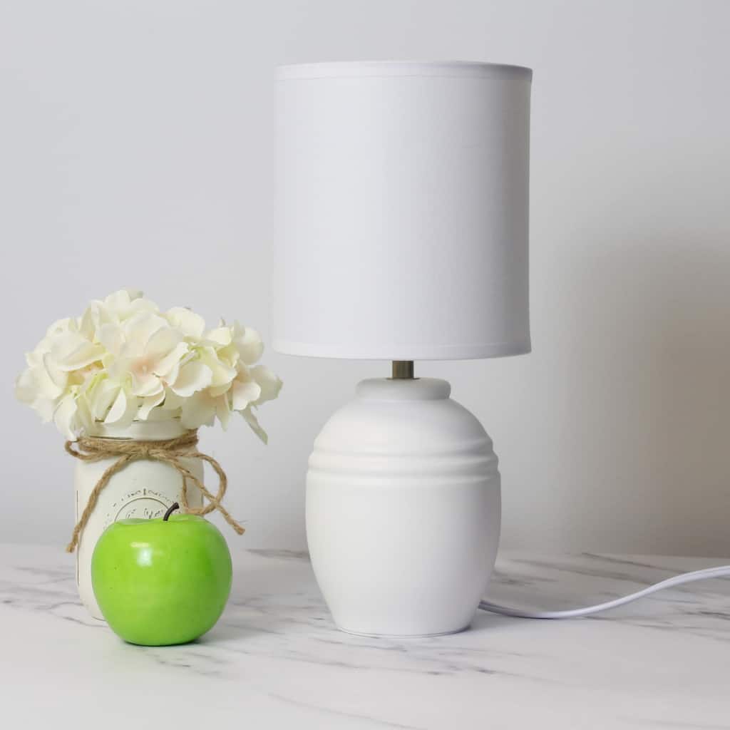 Mini Classic Jar Ceramic Table Lamp with Drum Shade - 19.5" - White