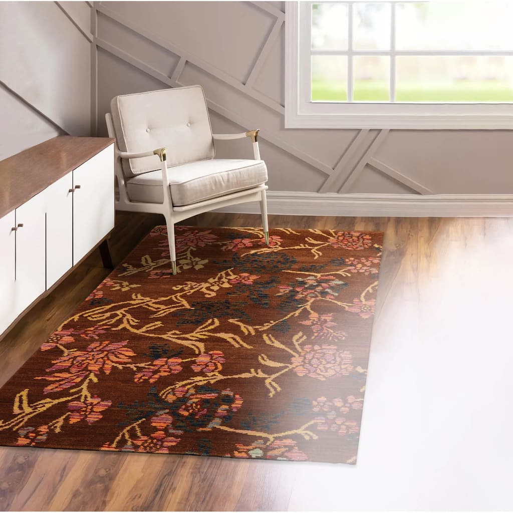 Hand Knotted Michaelian & Kohlberg BrownTibetan 100% Wool Area Rug - 3' 1'' x 6' 2''