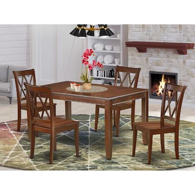 Dining Set 5 Piece - Rectangular Table & 4 Chairs - Modern Farmhouse Style