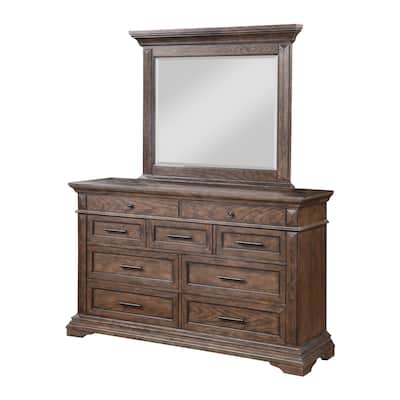 New Classic Furniture Hazen Walnut 9-Drawer Dresser with Mirror