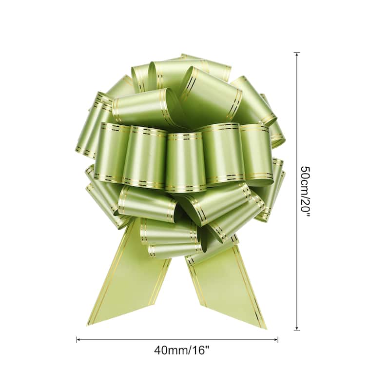 12 Inch Giant Large Pull Bow Big Metallic Car Bows Ribbon w Gold Edge - Light Green - 16 Inch