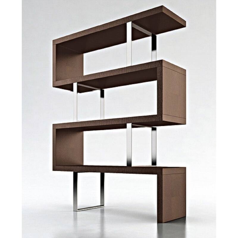 Cube Collection Oak Veneer Display Bookshelf with Metal Accents - 51''X16'' - Walnut