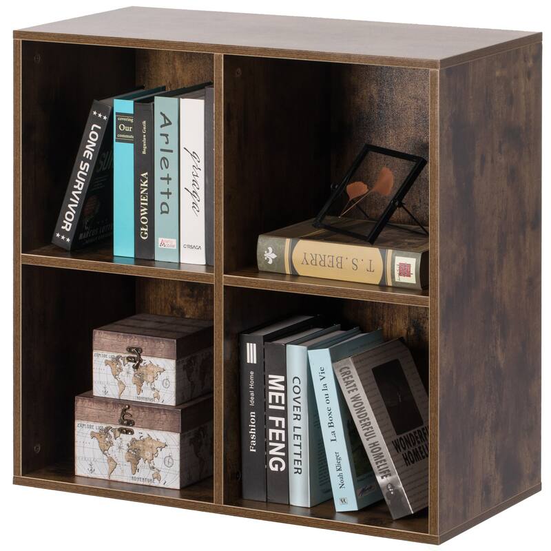 Wooden Toy Storage Bookshelf 4 Cube Organizer Square