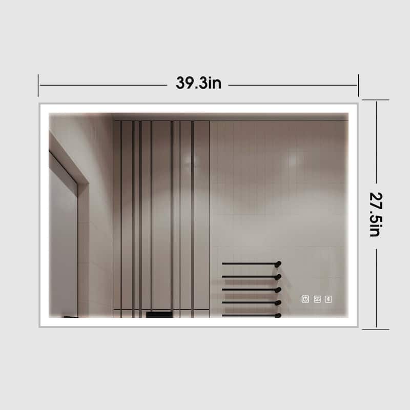 Rectangular Framed Anti-Fog Wall Mounted LED Bathroom Vanity Mirror