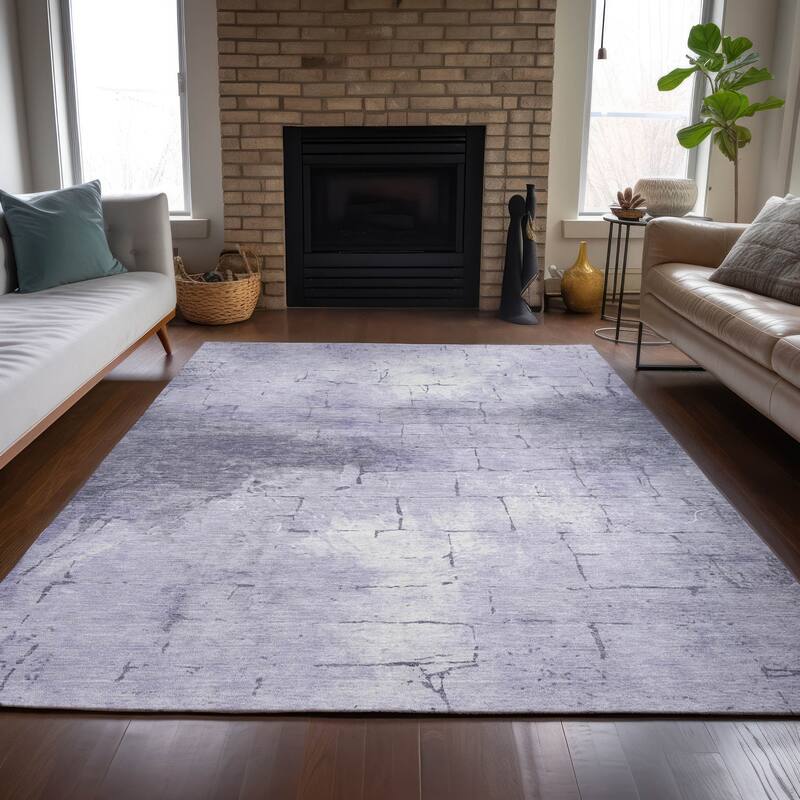 Machine Washable Indoor/Outdoor Vintage Bricks Chantille Rug