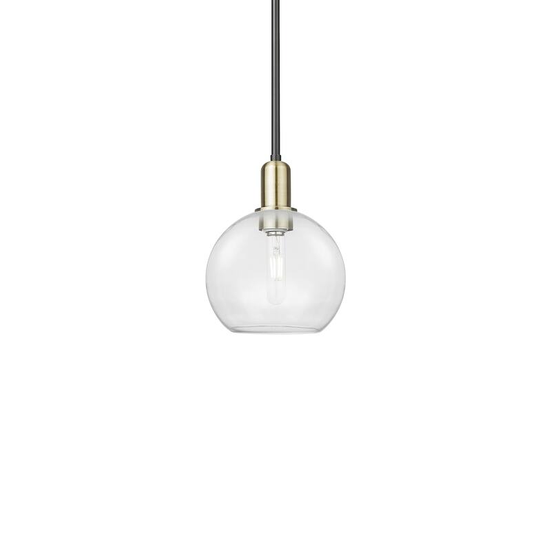Innovations Lighting 716-1S-11-8 Athens Pendant Athens 8" Wide Mini - Black Antique Brass / Clear