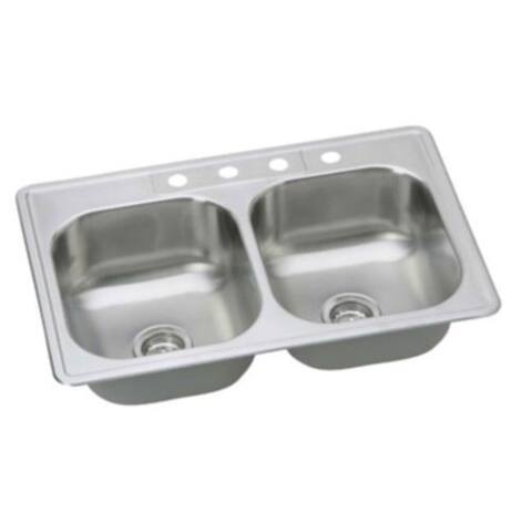 PROFLO Bealeton 33" Drop In Double Basin Stainless Steel Kitchen Sink - Stainless Steel