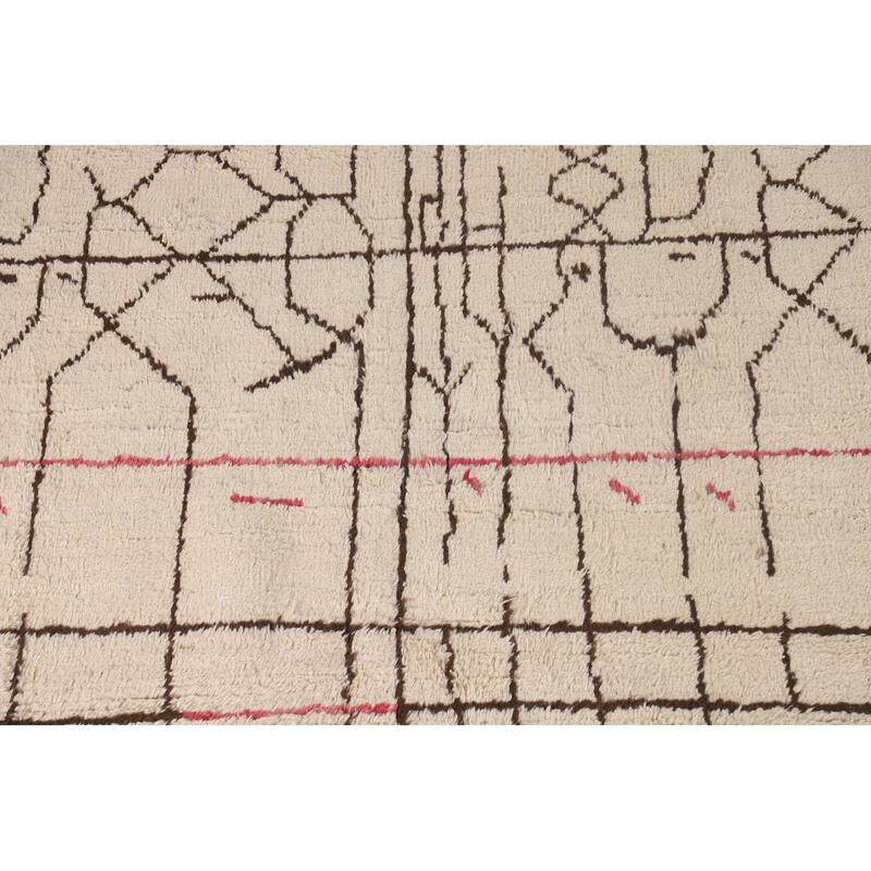 Ivory Moroccan Oriental Area Rug Handmade Wool Carpet - 6'4" x 8'4"