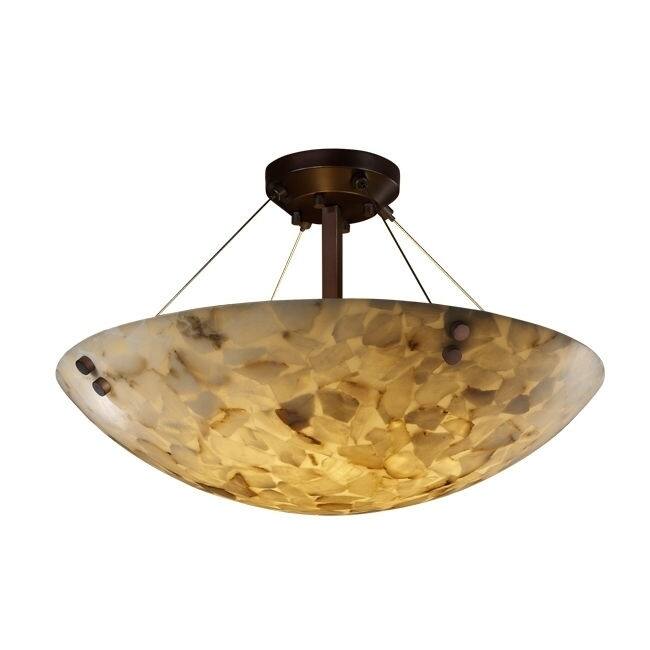 Justice Design Alabaster Rocks Finials 6-light Dark Bronze Round Bowl Semi-flush