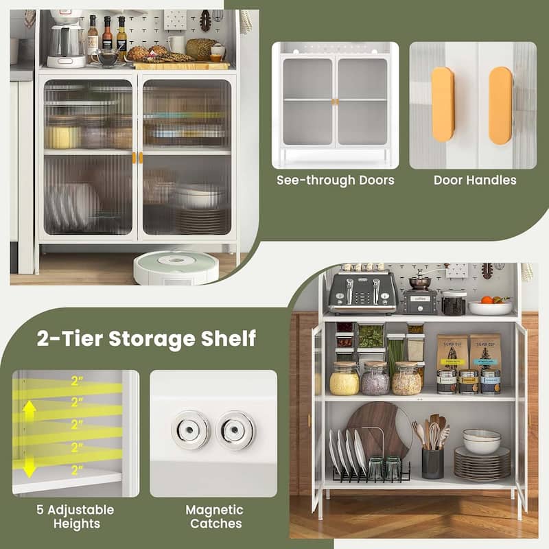 63.5" H Kitchen Buffet Cabinet Pantry Organizers Standing Bakers Rack