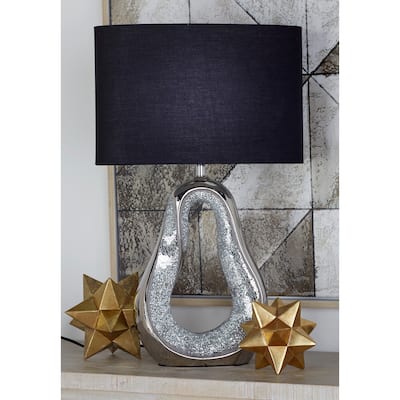 Silver Ceramic Glam Table Lamp (Set of 2) - 17 x 28