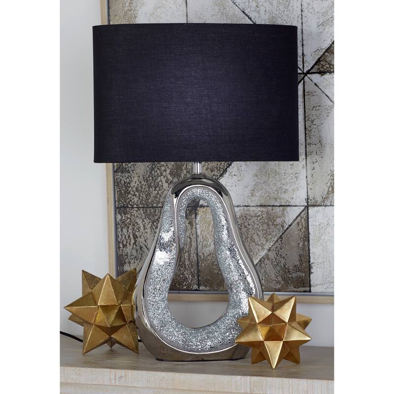 Silver Ceramic Glam Table Lamp (Set of 2) - 17 x 28 - 17 x 28 - Silver