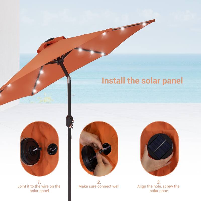 LIVOOSUN Patio 7.5 Feet Market Solar LED Light Umbrella