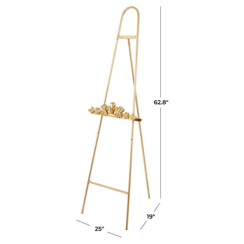 Gold Metal Arched Foldable Tabletop Easel with Vine Emblem