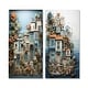 preview thumbnail 2 of 4, Designart "Fishing Village Modern Collage II" Coastal Windows Canvas Set Of 2 - Nautical & Coastal Wall Art 2 Pieces