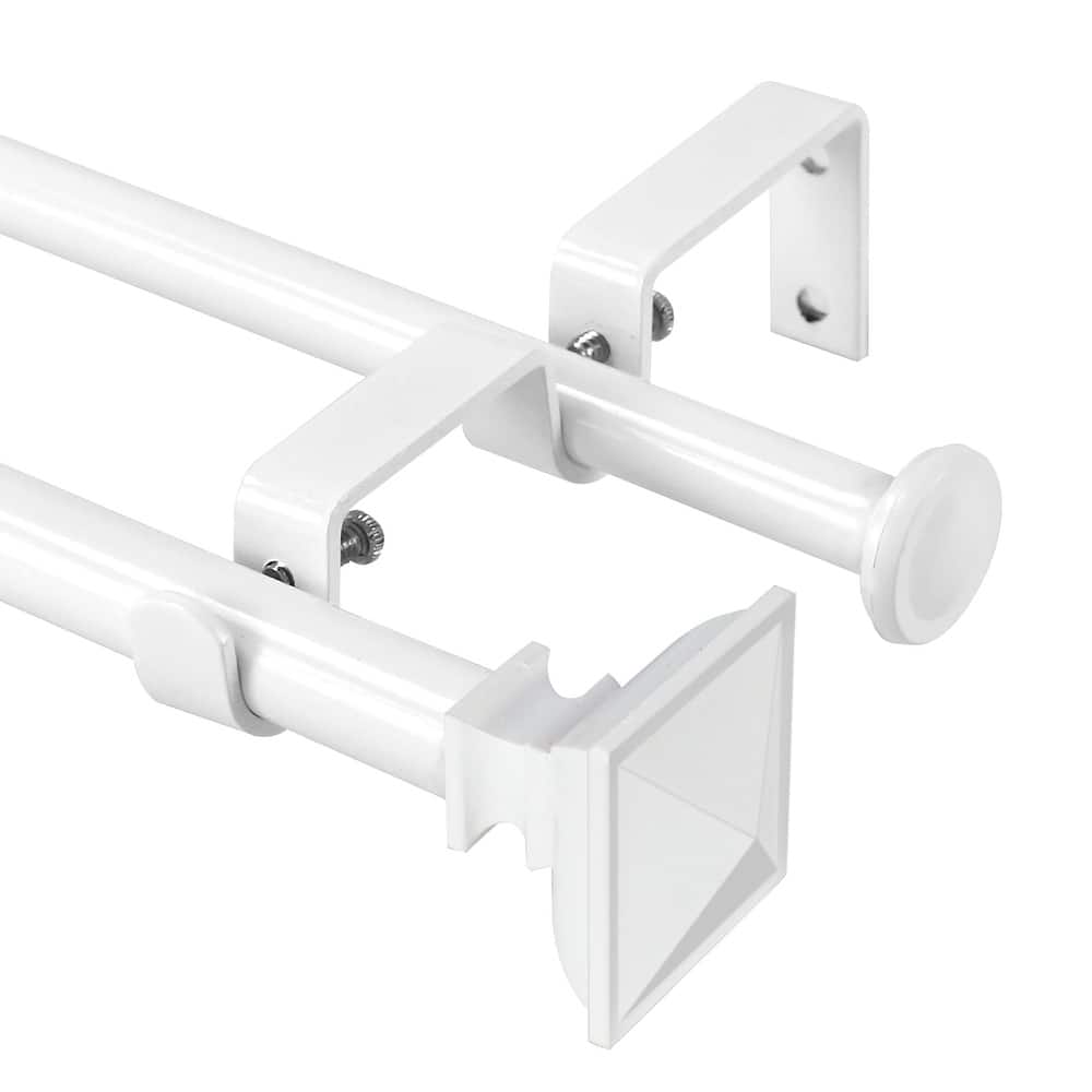 Modern Square Urn Adjustable Drapery Double Curtain Rod