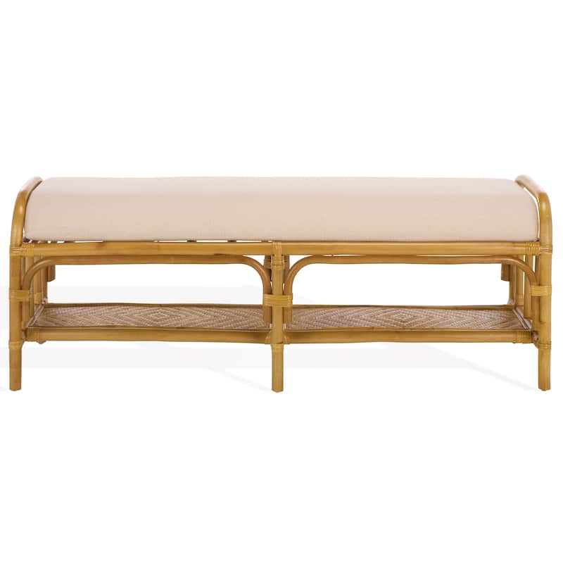 SAFAVIEH Couture Flanders Rattan Pole Bench - 53"W x 18"D x 20"H
