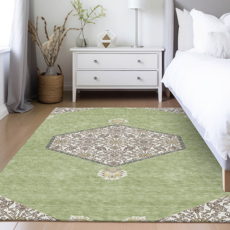 Machine Washable Indoor/ Outdoor Traditional Chantille Rug