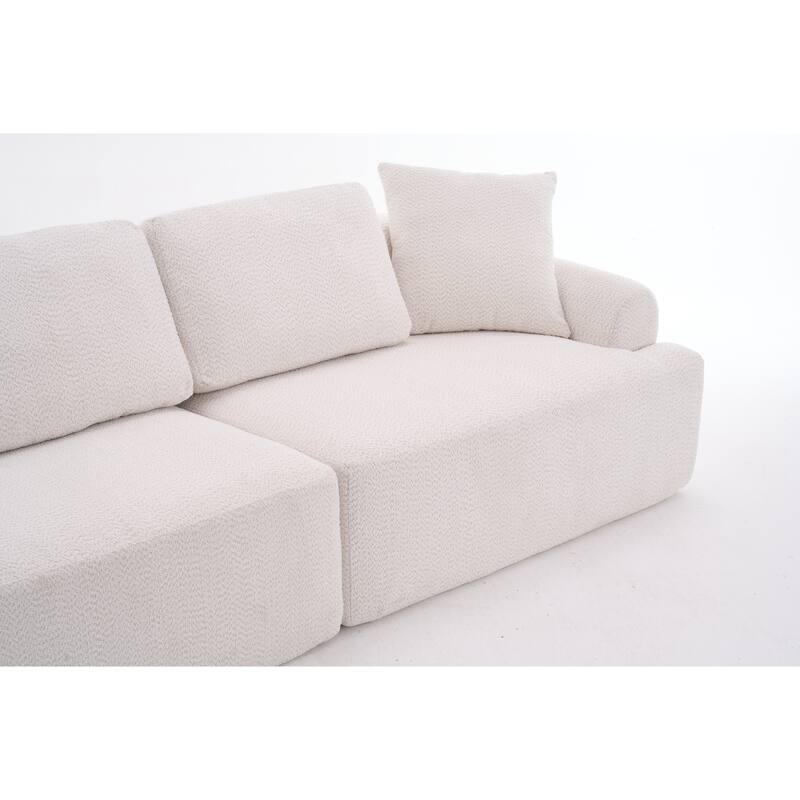 103.15" Fabric Classic 4-Seater Sofa with 4 Pillows