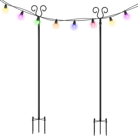 Outdoor String Light Metal Poles with Hooks- A Set of 2