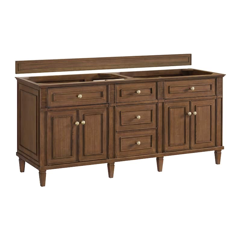 James Martin Vanities Lorelai 72"Double Vanity, Mid-Century Walnut - Base Only - No Top