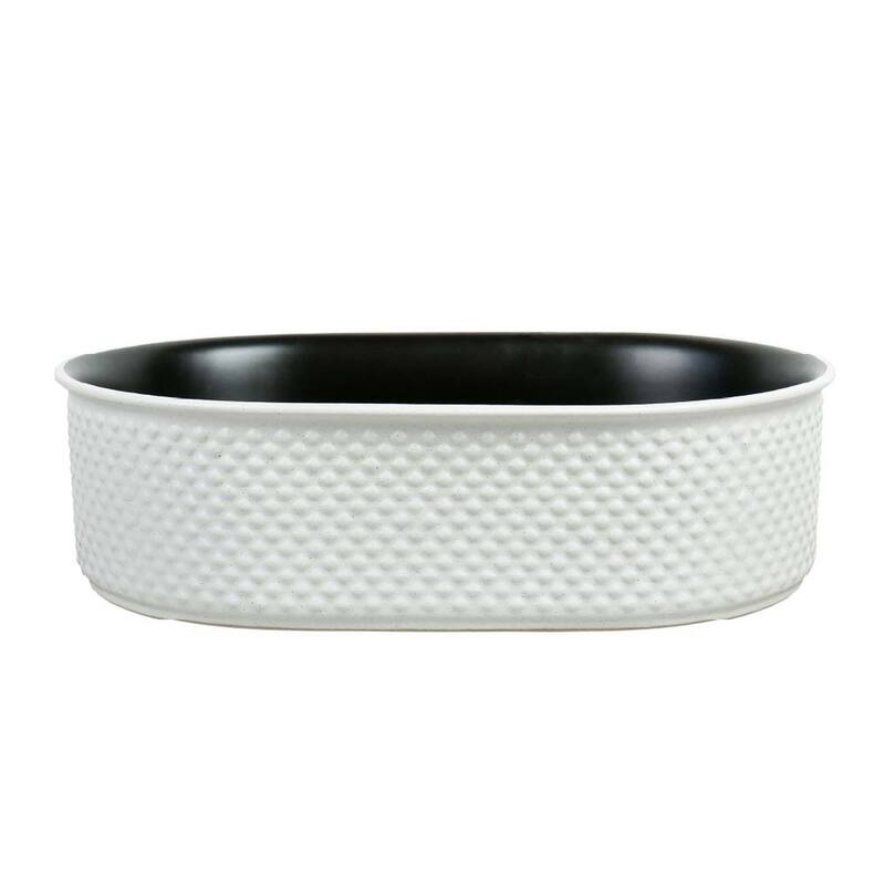 20" x 14" Textured Oval Vessel Sink - White Diamond Pattern Exterior with Black Interior - 20" x 14"