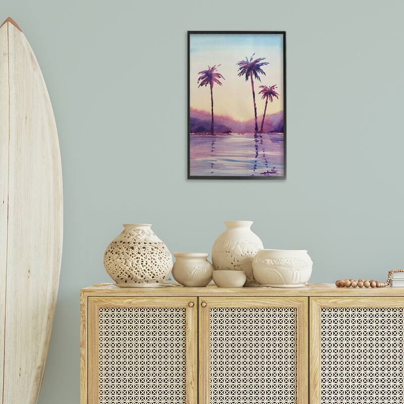 Stupell Purple Hued Palm Trees Framed Giclee Art Design By Stephanie Fielden