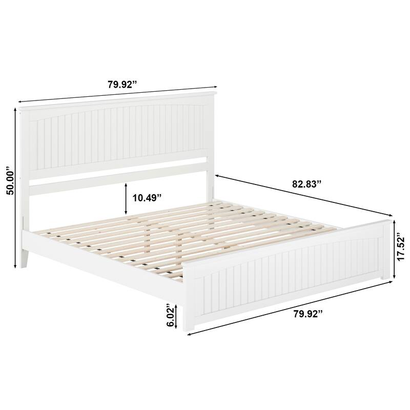 Naples Solid Wood Low Profile Platform Bed with Matching Footboard