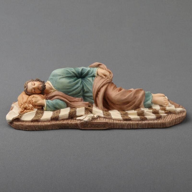 8.3 inches Width Polyresin Sleeping Saint Joseph Multicolor Finish Figurine