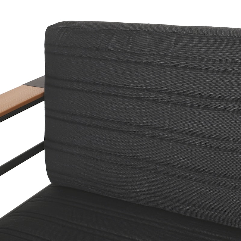 Giovanna Outdoor Aluminum 5 Seater Chat Set with Water Resistant Cushions by Christopher Knight Home