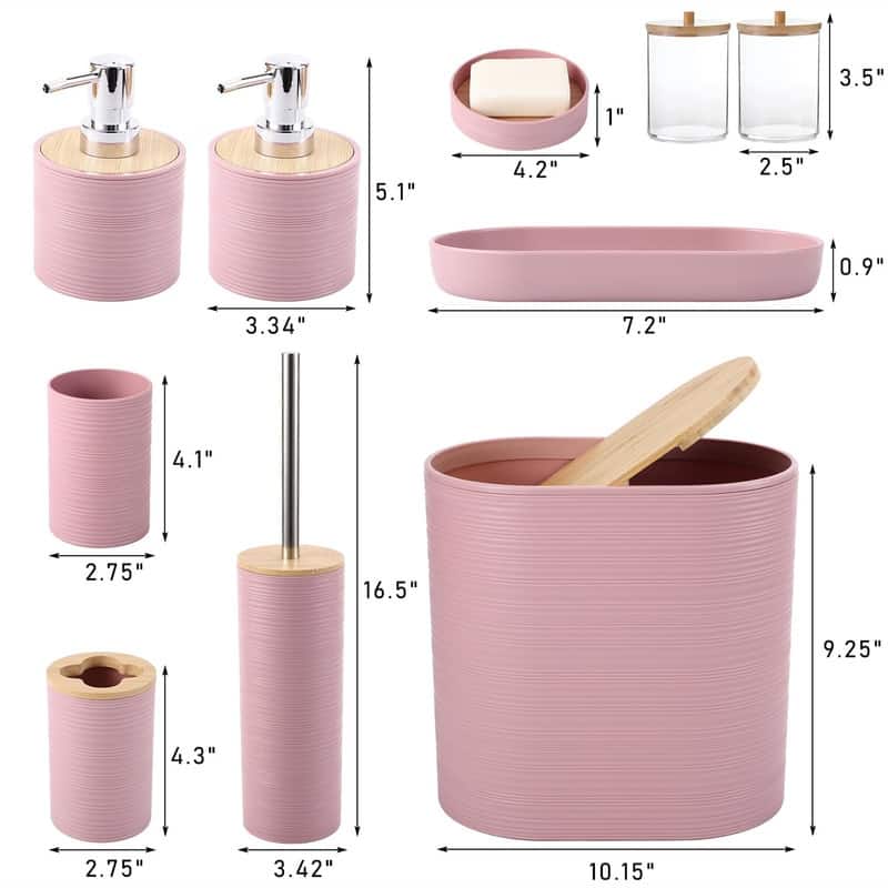 Bathroom Accessories Set with Trash Can - 1 x 1 x 1