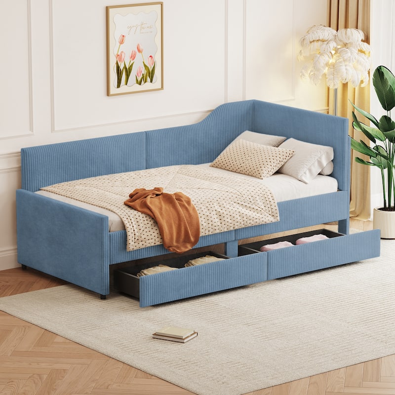 Twin Size L-Shaped Daybed with Storage Drawers