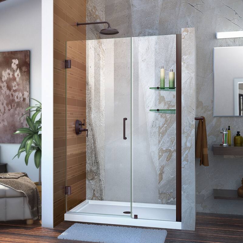 DreamLine Unidoor 45-46 in. W x 72 in. H Frameless Hinged Shower Door with Shelves - 45" - 46" W