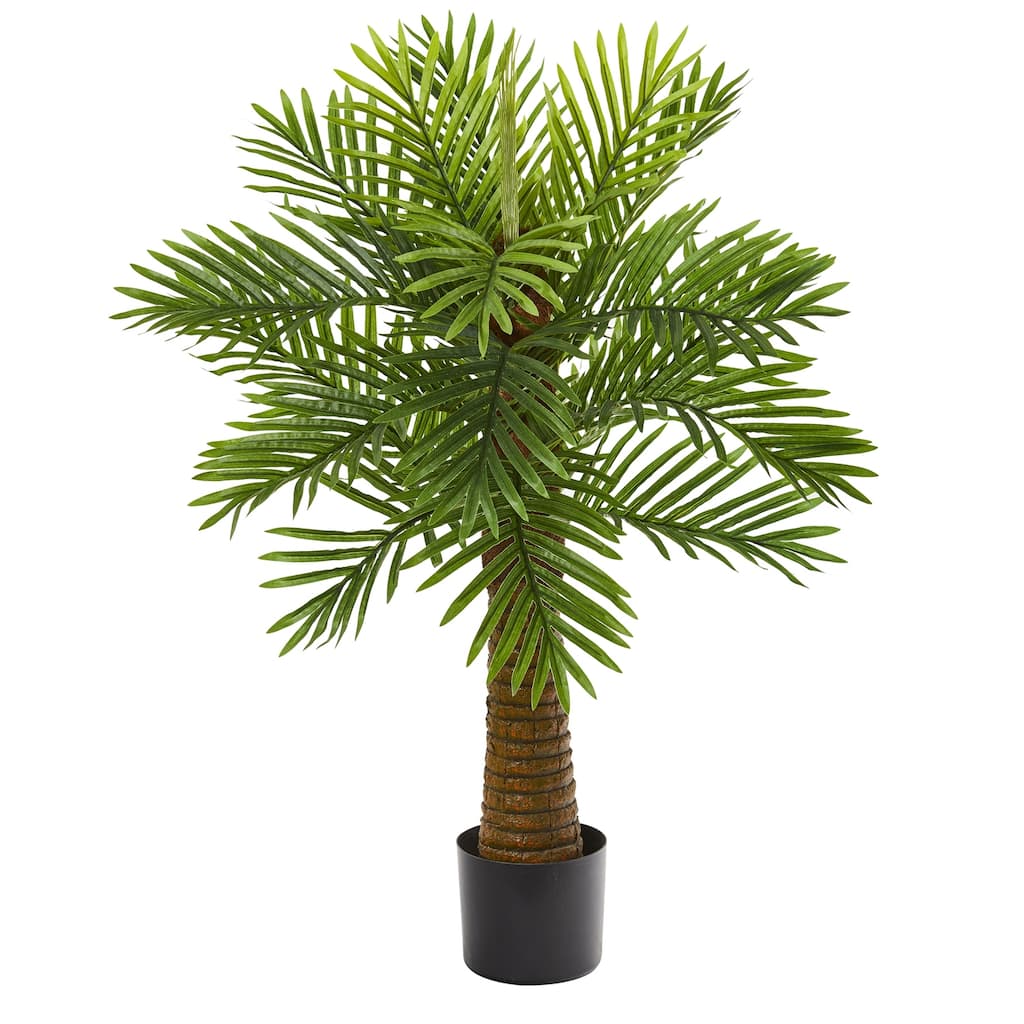 Robellini Palm Tree Artificial 3Ft - Southwestern Style Indoor Outdoor Decor - Green - 51-60 Inches