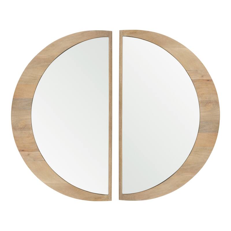 Celeste 36" x 22" Dark Brown Solid Wood Semi-Circular Mirror