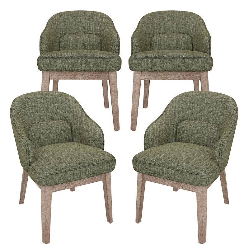 Vintage-Inspired Kitchen Chairs with Curved Backrest Tapered Metal Legs for Dining Room - Set of 4 - Green