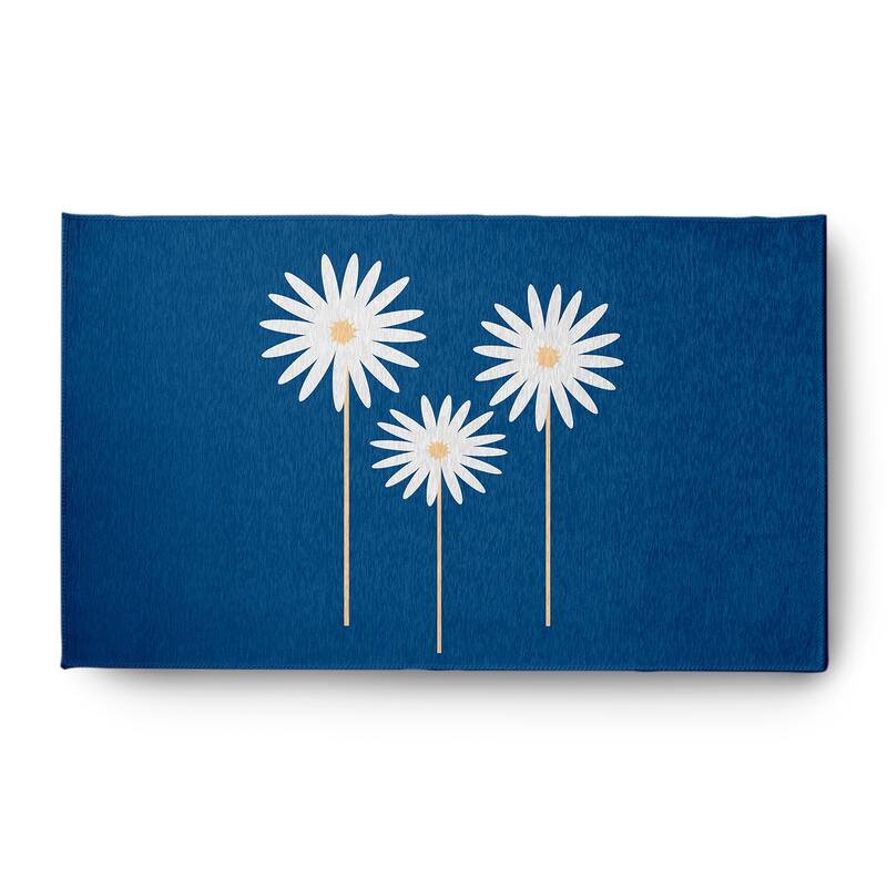 Floral Print Spring Chenille Indoor/Outdoor Rug - Dark Cobalt Blue - 3' x 5'