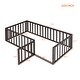 preview thumbnail 33 of 34, Twin Floor Bed Frame, Fun Fence Design with Openable Door, No Slats