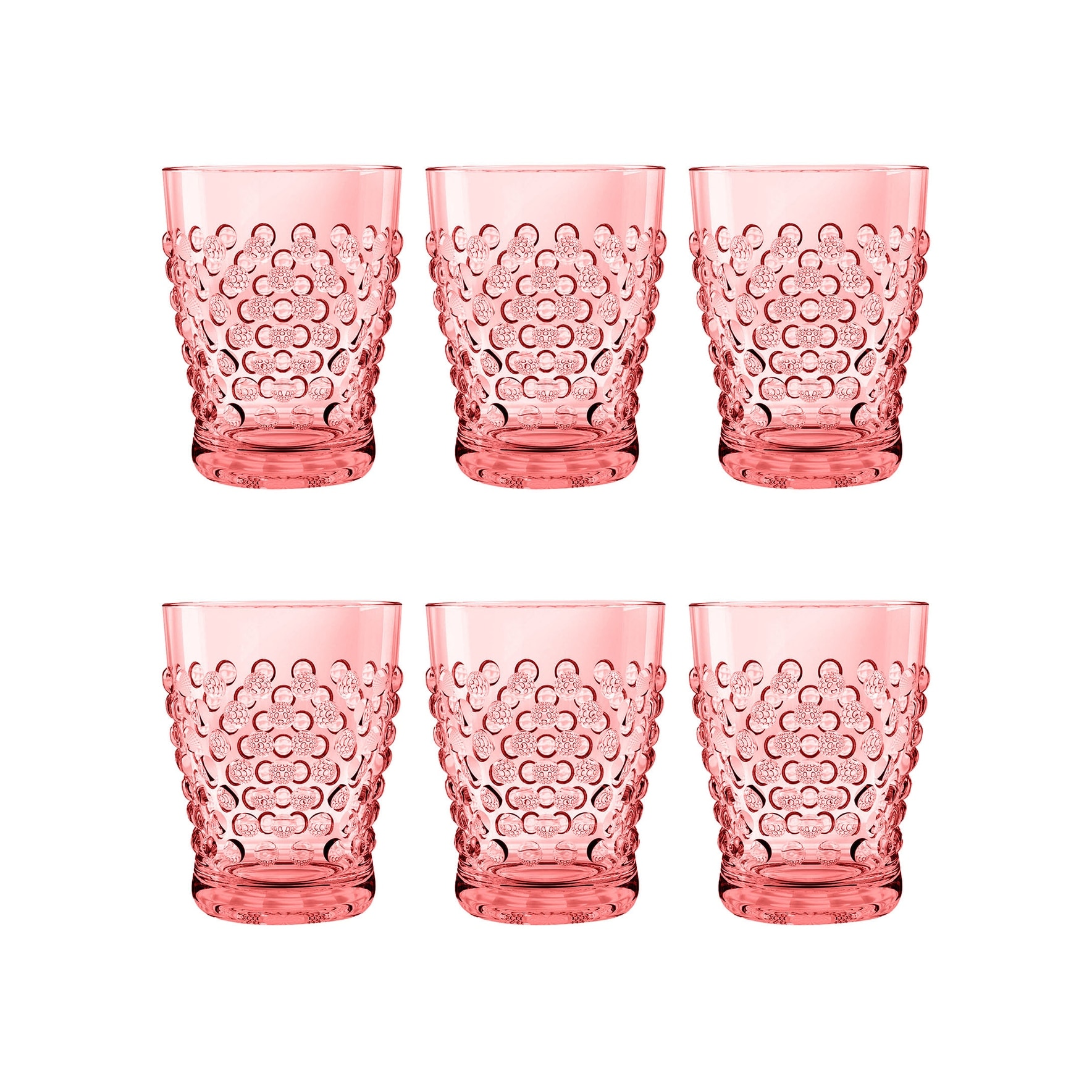 Abode Homewares Hobnail Acrylic Drinking Glasses - 14 oz - Set of 6
