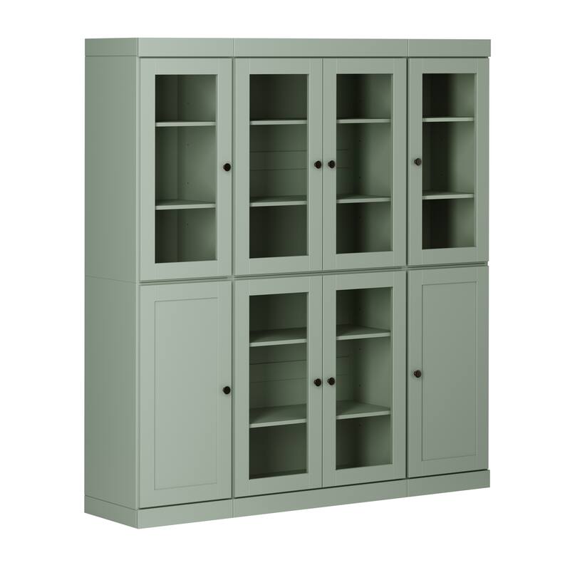 Palace Imports 100% Solid Wood 65" Pantry Cabinet with Clear Glass, Shaker Doors and Adjustable Shelves