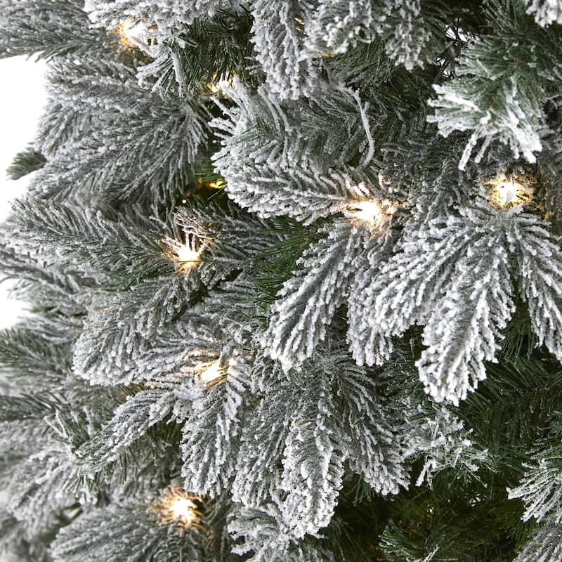 5ft. Flocked Fir Artificial Christmas Tree with 300 Warm White Lights, Instant Connect & 511 Branches - Easy-Setup X-Mas Tree