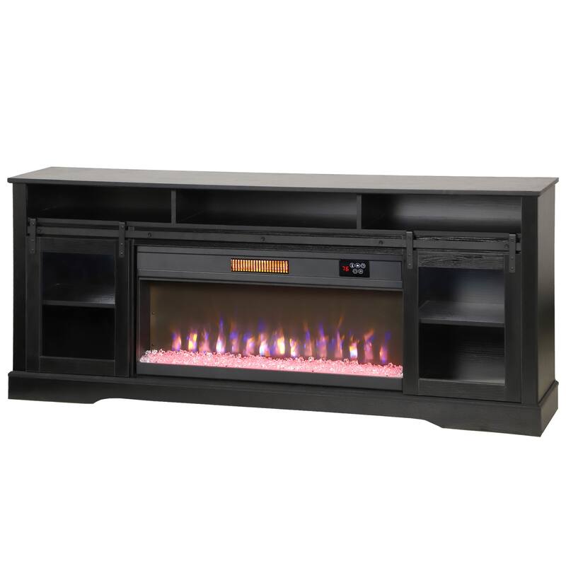 Farmhouse Fireplace TV Stand for TVs up to 80", TV Console TV Cabinet with 36" Electric Fireplace