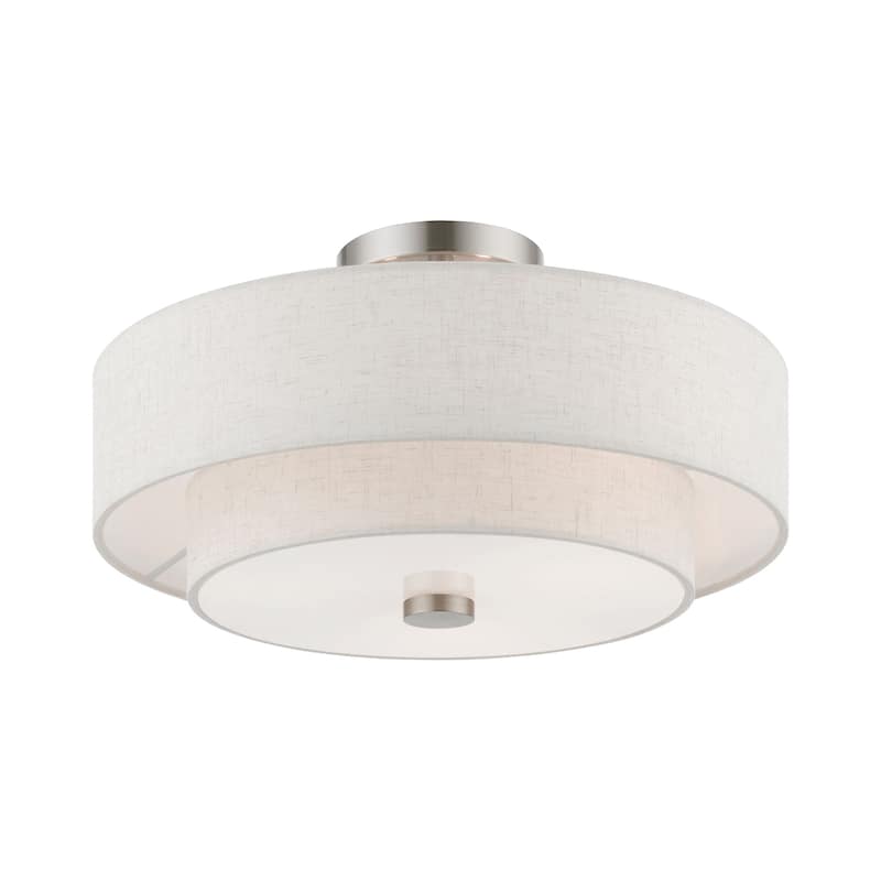 Livex Lighting Claremont 3 Light 15" Wide Semi-Flush Drum Ceiling