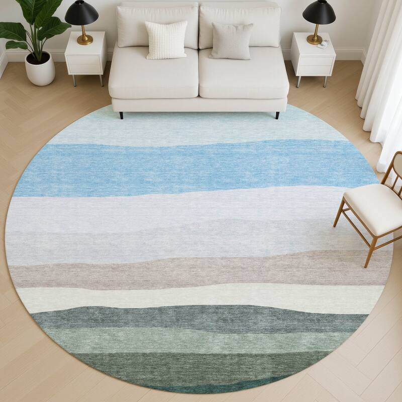 Premium Washable Super Soft Ombre Stripe Mayfield Rug - Green - 8' x 8'