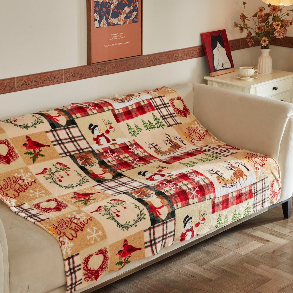 Soft Flannel Christmas Throw Blanket 50" x 60"