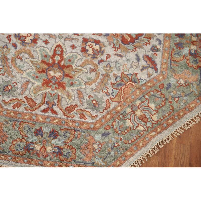 Heriz-Serapi Oriental Octagon Rug Hand-Knotted Wool Carpet - 6'0" x 6'0"