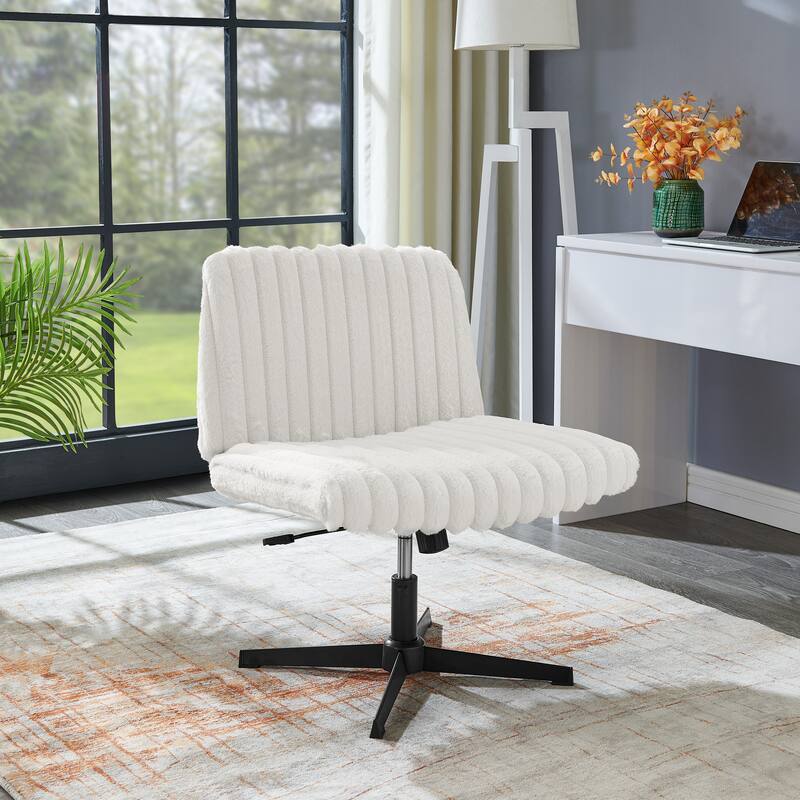 Adjustable Swivel Criss Cross Chair, Wide Seat Office Chair Vanity Chair